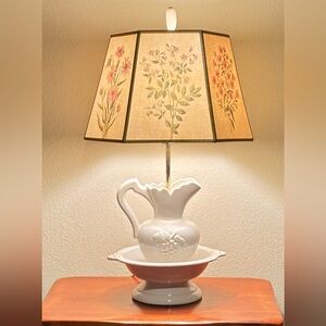 Vintage Lamp Pitcher Wash Basin Crackle Glazed Berger Lamp